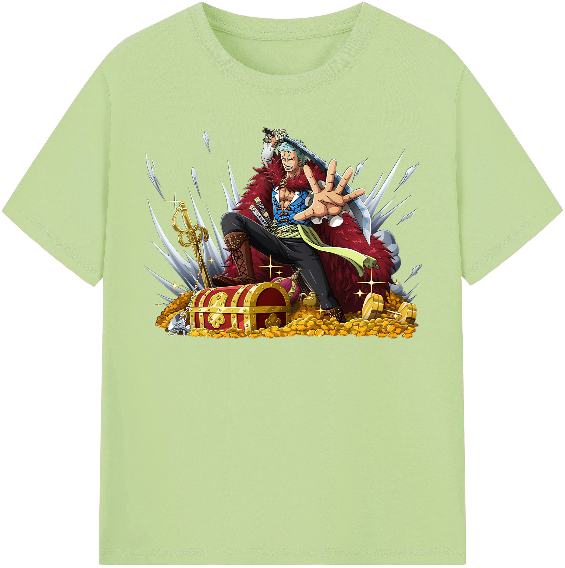 ワンピース ロロノア・ゾロ ONE PIECE Roronoa Zoro 綿100％半袖Tシャツ（フロントプリント）